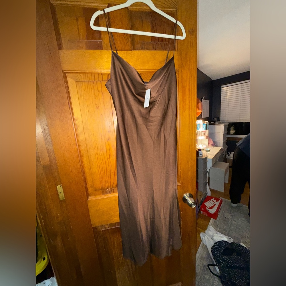 Sexy brown silk dress